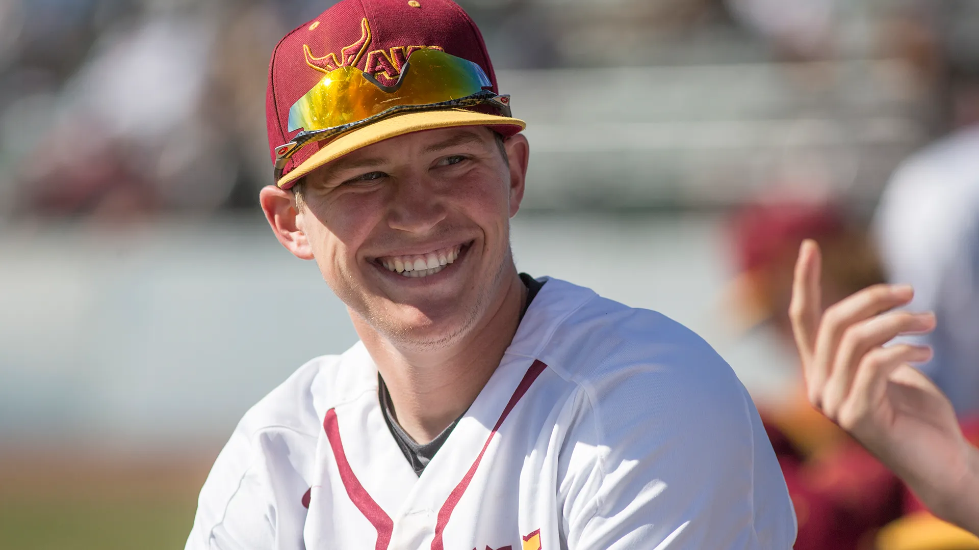 Kyle Harvey in the dugout at Yakima Valley