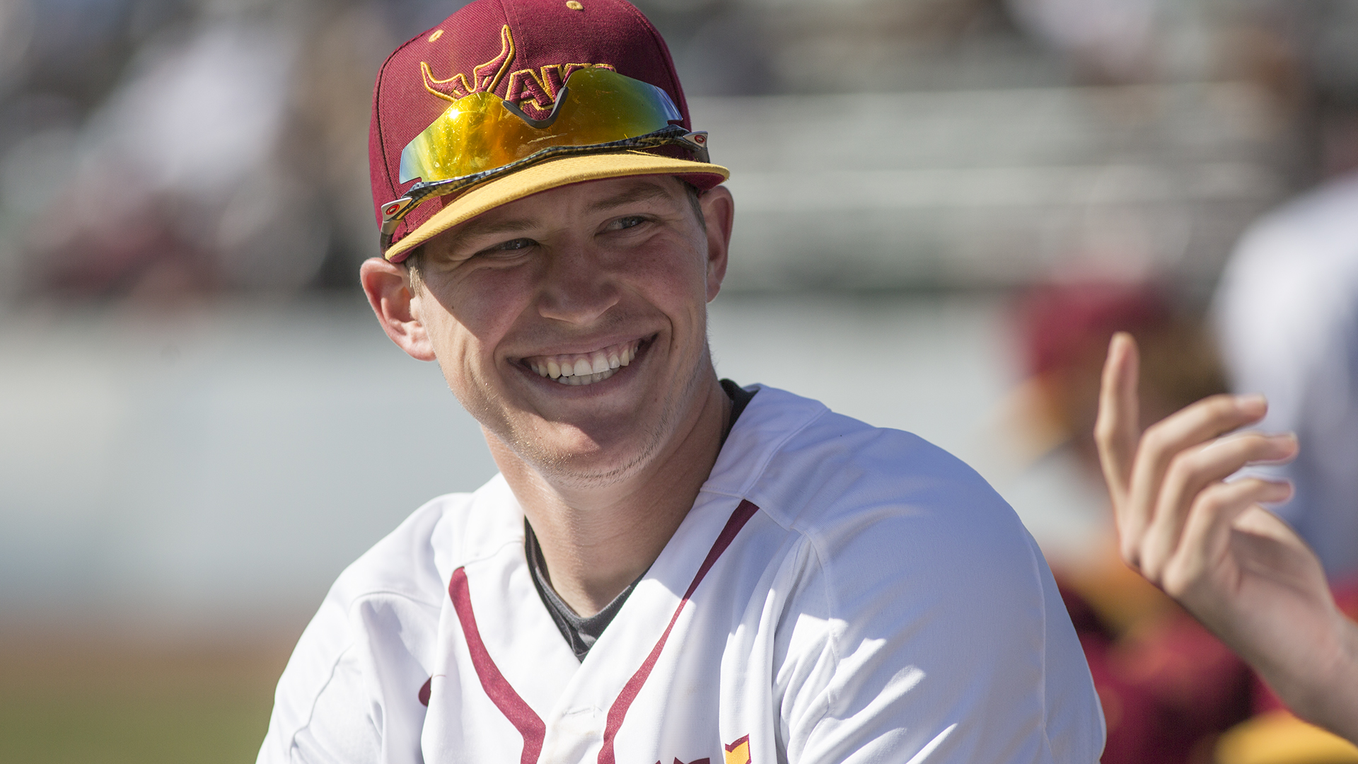 Kyle Harvey in the dugout at Yakima Valley